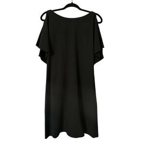 Theory Andzelika Rosina Black Crepe Mini Shift Dress Split Sleeve Size 0